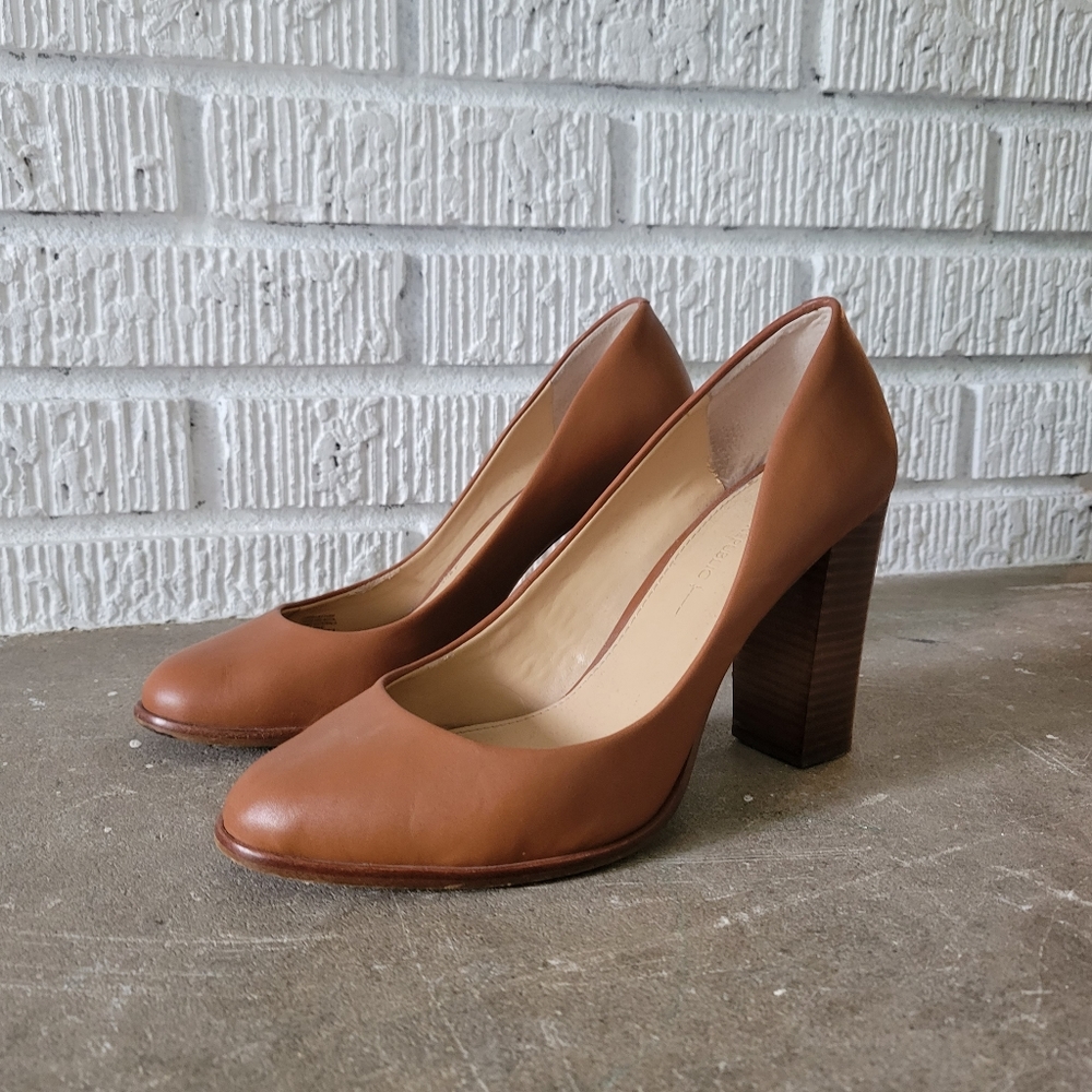 Tan block heels